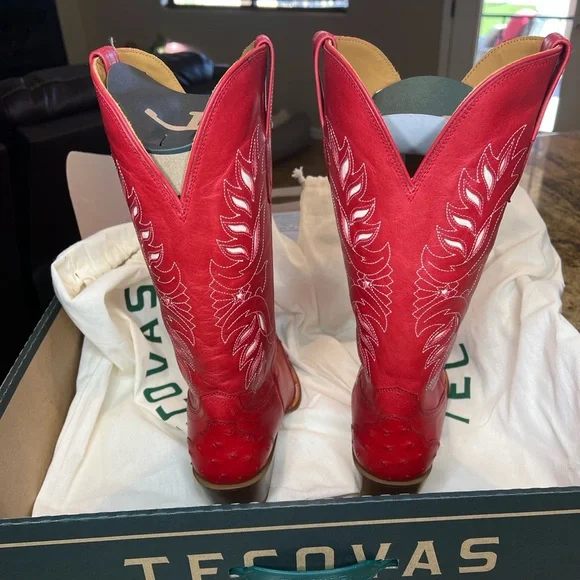 Tecovas | The Annie Eagle 🦅 🇺🇸 Barn Red Cowhide | Genuine Ostrich | 11B - Picture 14 of 17